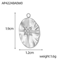 Detailansicht silberner ovaler Sternanhänger mit Maßen 1,9cm Höhe und 1,2cm Breite - Silberner Sternenstrahl Geprägter Ovaler Wellenanhänger (AP42248A0W0)