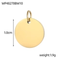 Pendente disco tondo in acciaio inossidabile lucido oro 1,0 cm per gioielleria - Wp48278bw10 (con Anello Per Appendere)