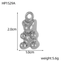 Pendentif ours en acier inoxydable argenté poli avec dimensions 2,0 cm de hauteur et 1,0 cm - Pendentif Style Gummy Bear (HP1529A)
