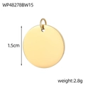 Ciondolo a disco rotondo dorato in acciaio inossidabile lucido da 1,5 cm per gioielli - Wp48278bw15 (con Anello Per Appendere)