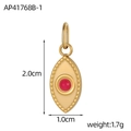 Dettaglio del ciondolo occhio in oro con pietra rossa, misura 2,0 cm x 1,0 cm - Forma Occhio Oro Malocchio Pietra Rossa (AP41768B-1)