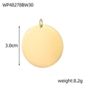 Ciondolo rotondo in acciaio inossidabile dorato lucido da 3,0 cm con peso di 8,2 g - Wp48278bw30 (con Anello Per Appendere)