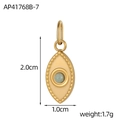 Pendente geometrico marquise placcato oro con una pietra naturale verde chiaro - Forma Occhio Oro Malocchio Pietra Verde Chiaro (AP41768B-7)