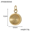 Vista detallada de dimensiones del colgante barroco de acero dorado, altura de 1,2 cm - Estilo de Cuenco Hemisferio Dorado(AP40869D0W0)
