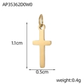 Detailansicht des 1,1cm goldenen Edelstahl-Kreuzanhängers mit Maßangaben im Bild - Goldener Minimalistischer Polierter Kreuzanhänger (AP35362D0W0)