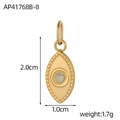 Dettaglio delle dimensioni 2,0x1,0 cm del ciondolo marquise dorato con pietra naturale - Forma Occhio Oro Malocchio Pietra Chiara (AP41768B-8)