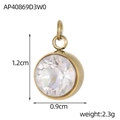 Vista macro del colgante de ojo turco bañado en oro con cristal y medidas 1,2 cm x 0,9 cm - Cristal Redondo Blanco Transparente(AP40869D3W0)
