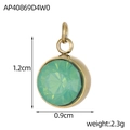 Dimensiones detalladas del colgante redondo de cristal verde con montura dorada - Estilo de Cristal Redondo Verde(AP40869D4W0)