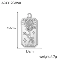 Makroaufnahme des Lovers-Tarot-Anhängers aus Edelstahl mit Maßen 2,6 cm mal 1,4 cm - Silber Liebhaber Rose Stil (AP43170AW0)