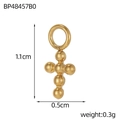Macro detail of 1.1cm golden beaded cross pendant with dimensions 0.5cm and 0.3g weight - Gold Spherical Combined Cross Pendant (BP48457B0)