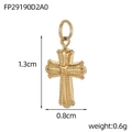 Detailed macro view of vintage gold stainless steel cross pendant with relief texture - Gold Vintage Relief Polygonal Cross (FP29190D2A0)