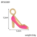 Detailed size chart for pink enamel high heel pendant showing 1.2cm height and 0.8g weight - Pink High Heel Style (BP3650B1)