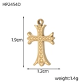 Détail du pendentif croix rétro dorée montrant les dimensions 1,9x1,2cm et le poids 1,4g - Croix Perlée (HP2454D)