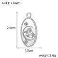 Silberner Edelstahl-Mondanhänger mit Maßen: 2,6 cm Höhe und 1,3 cm Breite im Detail - Silber Oval Mond Gesicht Stil (AP43173AW0)