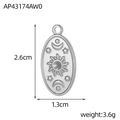 Detaillierte Ansicht des Sonne und Mond Tarot-Anhängers mit Maßen von 2,6 cm x 1,3 cm - Silber Oval Astrologie Stil (AP43174AW0)