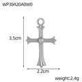 Detail view of retro stainless steel cross pendant showing 3.5cm x 2.2cm size and 2.4g weight - Silver Gothic Vintage Ball Center Cross (WP38420A0W0)