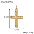 Golden stainless steel cross pendant with 3D design for DIY necklaces, 2.4cm x 1.6cm size - Gold 3D Solid Stainless Steel Cross (ZP32167D0W0)