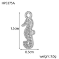Silver seahorse pendant with clear crystals and dimensions 1.5cm by 0.5cm for jewelry DIY - Seahorse Shape (HP3375A)