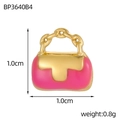 Macro detail of a 1.0cm gold-plated pink enamel handbag charm with size specifications - Pink Handbag Style (BP3640B4)