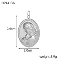 Detaillierte Größenansicht des religiösen Medaillons mit 2,8cm Höhe und 3,9g Gewicht - Silber Jungfrau Maria und Kind Ovalschild (HP1413A)