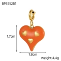 Detail shot of orange heart charm showing dimensions 1.7cm x 1.8cm and weight 4.4g - Orange Heart Style (BP3552B1)