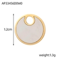 Detail van ronde roestvrijstalen hanger met witte schelpinleg, maat 1,2 cm en gewicht 1,3 g - Ronde Schelphanger (AP33456D0W0)