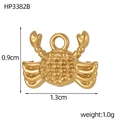 Detail of a 1.3cm wide gold crab charm showing dimensions and polished metal texture - Crab Style (HP3382B)