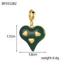 Detailed view of heart pendant dimensions 1.7cm by 1.8cm in green enamel finish - Dark Green Heart Style (BP3552B2)