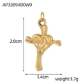 Macro view of gold stainless steel heart cross pendant showing dimensions 2.0cm by 1.4cm - Heart Cross Style (AP33094D0W0)