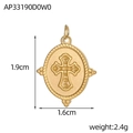 Detalle de un colgante ovalado dorado con una cruz en relieve y borde trenzado - Estilo Óvalo Cruz (AP33190D0W0)