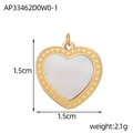 Detail van de hartvormige hanger met schelpinleg en gestippelde rand, maat 1,5 cm - Gouden Gestippelde Hart Hanger (AP33462D0W0-1)