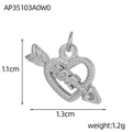 Detailed view of Cupid arrow heart pendant with LOVE text, 1.1cm by 1.3cm size dimensions - Love Heart Arrow Style(AP35103A0W0)