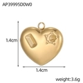 Vista macro del colgante de corazón dorado de 1,4 cm con estrellas y relieves rectos - Estilo Estrella Corazón (AP39995D0W0)