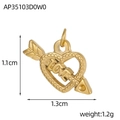 Detailed view of a golden heart arrow pendant with LOVE engraving and 1.3cm dimensions - Gold Love Heart Arrow Style(AP35103D0W0)