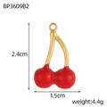 Detailed product dimensions for the red cherry heart pendant in gold and enamel finish - Red Cherry Style (BP3609B2)