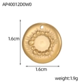 Detalle de colgante corazón dorado de 1,6cm con textura de sol y relieve perlado - Estilo Disco Solar (AP40012D0W0)