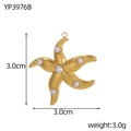 Golden starfish pendant with inlaid white pearls measuring 3.0cm for DIY jewelry crafts - Starfish Style (YP3976B)