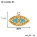 Detalle de dimensiones del colgante ojo turco de 1,6 cm en acero inoxidable dorado - Ojo Turco Azul Cielo(AP35658D2-05)