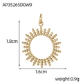 Detail of a 1.8x1.6cm golden starburst pendant with size and weight measurements - Gold Round Sunburst Style(AP35265D0W0)