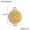 Spécifications de taille pour un pendentif soleil en acier inoxydable doré, 1,2x1,0 cm - Style Étoile Solaire Disque (AP41502D0W0)