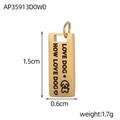 Detailed view of gold rectangle pendant with dog engraving and 1.5cm dimension markings - Engraved Rectangular Tag Style(AP35913D0W0)
