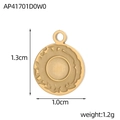 Vue détaillée d'un pendentif coeur de 1,0 cm en acier doré pour la création de bijoux - Style Base Ronde Gravée (AP41701D0W0)