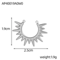 Silver stainless steel sun spike charm with horseshoe shape and dimensions 1.9cm x 2.5cm - Sun Spike Semicircle Style(AP40019A0W0)