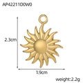 Detail view of gold sun pendant with dimensions 2.3cm height and 2.2g weight specs - Sun Face Style (AP42211D0W0)