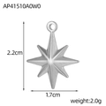 Detailed dimension guide for silver polar star pendant with height and width parameters - Eight Point Star Style(AP41510A0W0)