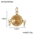 Macro detail of gold geometric jewelry pendant with inner spiral texture and size labels - Gold Hemispherical Pendant (AP34645D0W0)