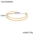 Dettaglio del bracciale placcato oro a spiga con diametro interno 6,0cm e larghezza 0,9cm - Ingranaggio Doppio Strato (FZ35399D0W0)