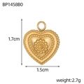 Détails d'un pendentif cœur doré avec dimensions 1,7cm par 1,5cm et poids de 2,7g - Style Cœur Perlé Vintage (BP1458B0)