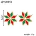 Detail shot of 1.2cm octagonal star stud earrings in red and green enamel coating - Octagonal Star/Snowflake Style (LE44300DK0)