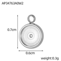 Macro detail of round stainless steel pendant tray with inner texture for DIY jewelry - Silver Round Pendant Base (AP34763A0W2)